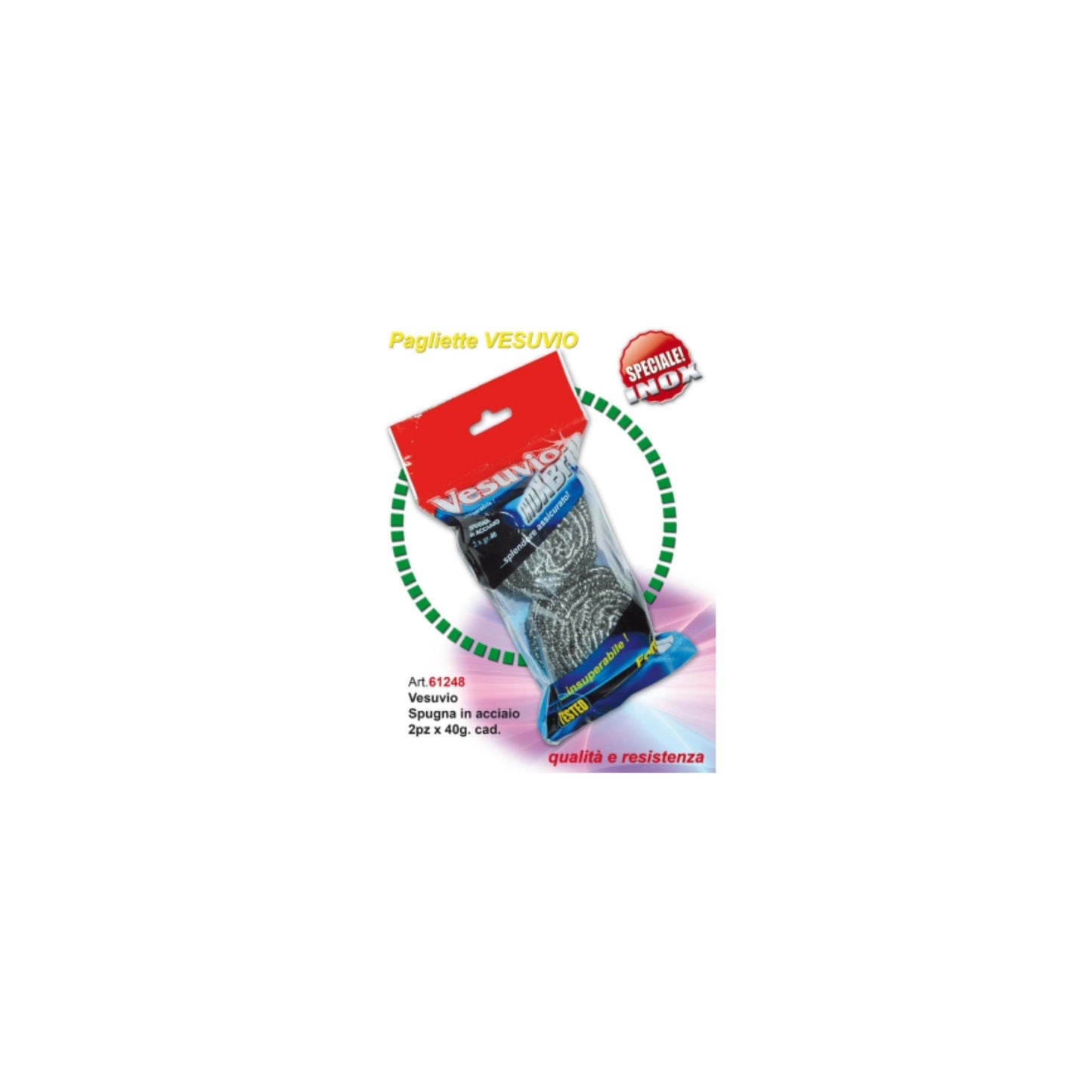 Spugne Acciaio Inox Vesuvio - Spirale Antigraffio (Conf. 2 Pezzi - 40g)