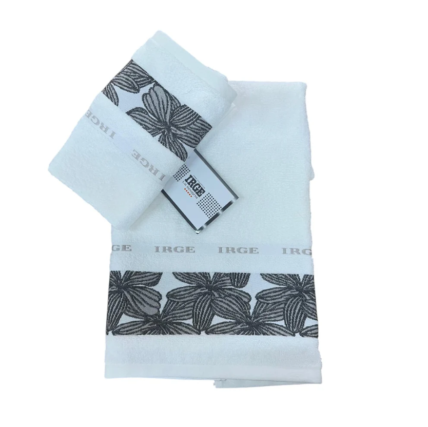 Set Coppia Asciugamani IRGE - Viso + Ospite (Spugna 100% Cotone)