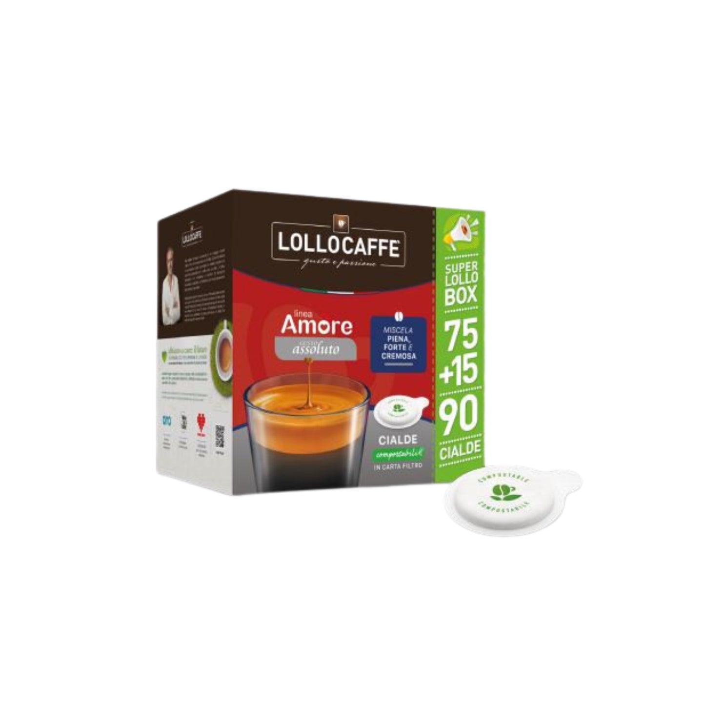 Cialde Lollo Caffè "Linea Amore" - Gusto Assoluto (Box 90 Pezzi)